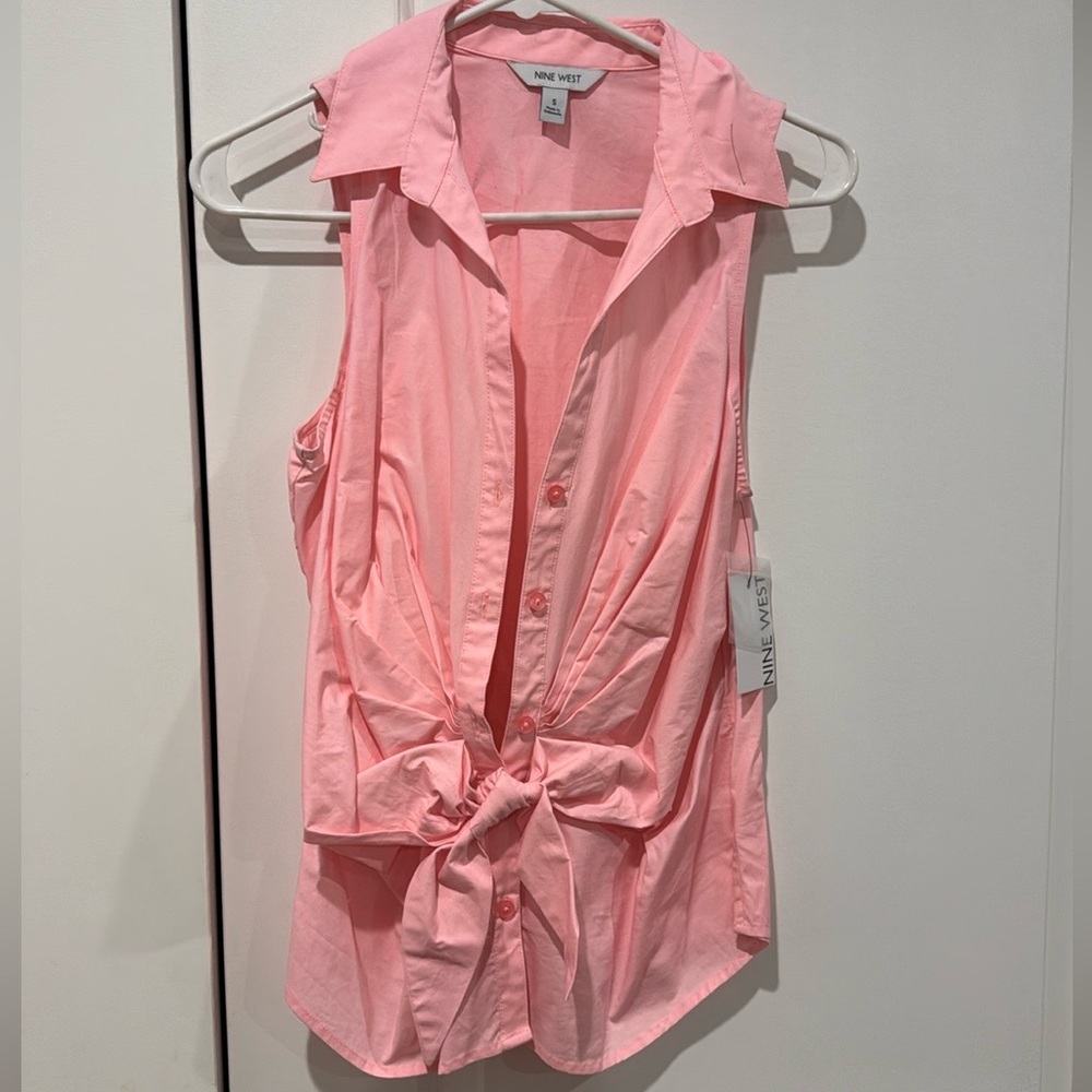 NWT Nine West Pink shirt with bow detail small